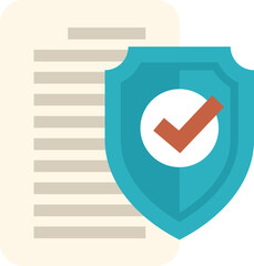 Poster - shield with a check mark is providing security for an insurance policy, ensuring safety and peace of