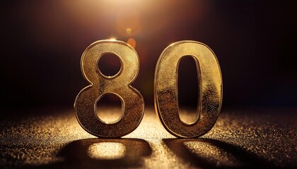 Poster - Golden Number 80 Display on Dark Background