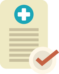 Poster - medical report with blue cross and red check mark, concept for medical checkup, health insurance or 