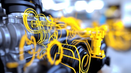 Poster - Intricate Machinery and Industrial Automation in Modern Factory Setting Showcasing Complex Gears Pipes and Futuristic Engineering Designs