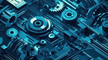 Poster - 3D Isometric Mechanical Engineering Setup