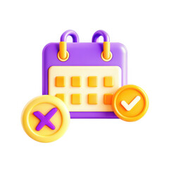 Poster - A vibrant calendar icon featuring purple, yellow, and orange colors, with checkmark and cross symbols, representing scheduling or planning tasks.