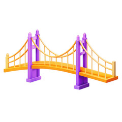 Poster - This is a 3D render of a colorful bridge model featuring vibrant yellow and purple colors, with arches and supports design, suitable for various creative projects.