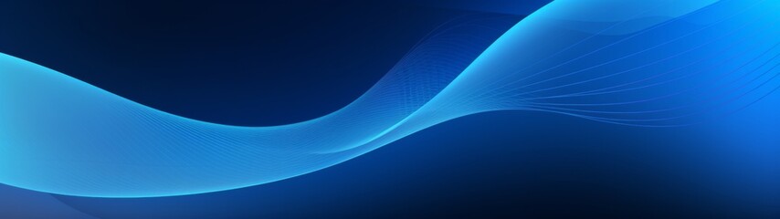 Blue Background with Wavy Line Vector Design for Technology and Digital Marketing, Featuring Flat Style Blue Gradient Lines on a Dark Blue Background