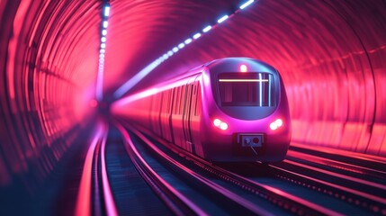 Poster - Futuristic Electric Train Zooming Through Tunnel