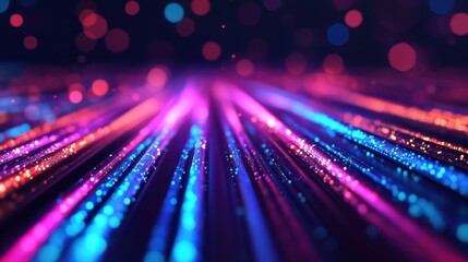 Poster - Glowing Fiber Optic Cables with Data Streams