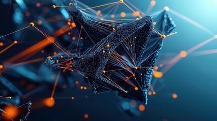 Poster - Dynamic Abstract Technology Background, a captivating motion display featuring intricate 3D-rendered plexus geometry, interconnected lines and dots, evoking a sense of digital innovation.