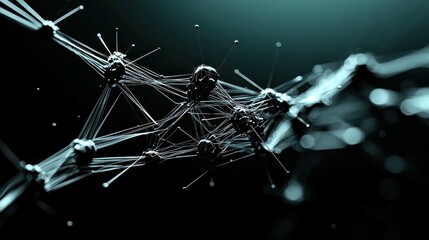 Poster - Dynamic Digital Geometry, a vibrant motion background featuring intricate 3D-rendered plexus structures, interconnected lines and dots, evoking a sense of modern technology and innovation.