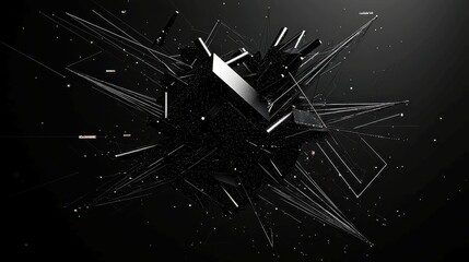 Poster - Abstract Digital Motion Background, 3D rendered geometric shapes interconnected by lines and dots, representing advanced technology, ideal for digital presentations or multimedia projects.