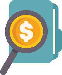 Poster - magnifying glass is examining a folder with a dollar sign, representing financial investigation