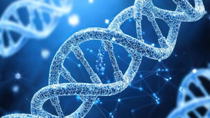 Aufkleber - Abstract Representation of DNA with a Blue Background