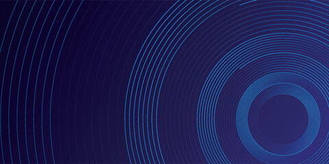 Wall Mural - abstract blue glowing geometric lines on dark blue background. modern shiny blue circle lines patter