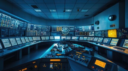 Poster - High Tech Control Room in Power Plant Interior