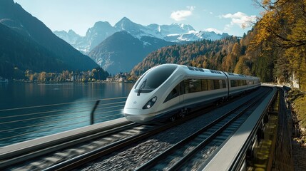 Poster - High-Speed Electric Train in Scenic Landscape