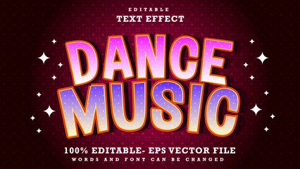Fototapete - 3d Minimal Gradient Word Dance Music Editable Text Effect Design Template, Effect Saved In Graphic Style
