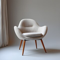 Poster - Elegant and Sleek Studio Chair on a Plain White Background Perfect for Professional Model Posing Product Photography and Commercial Photoshoots