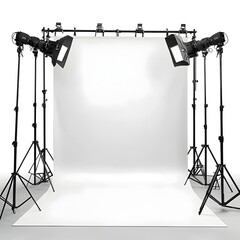 Poster - Sleek and Modern Backdrop Stand with Pristine White Background   Ideal for Product Shots Advertising Campaigns Branding Presentations and Commercial Photography Projects