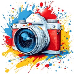 Poster - Transforming into a Paint Palette Representing Creativity Through Different Media Formats in a Flat Design on a White Background