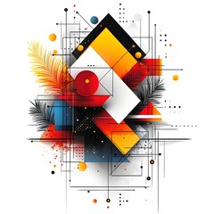 Poster - Mesmerizing abstract featuring dynamic and transforming geometric shapes and patterns in a flat minimalist design style on a clean white background  Showcases creativity transformation and modern