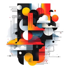 Poster - abstract geometric shapes dynamically transforming into visually striking minimalist patterns evokin