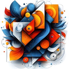 Poster - Transformed abstract geometric shapes turning into elegant minimalist visually striking patterns on a clean white background showcasing creativity innovation and modern digital art design