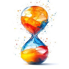 Poster - Hourglass Transforming into Flowing Colorful Paint   A Conceptual Representing the Passage of Time and the Continuous Evolution of Creativity