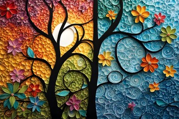 Wall Mural - background with tree