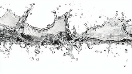 Wall Mural - Water Splashing Isolated on White Background, Droplet, Liquid, Clear, Clean, Fresh