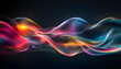 © janya - Abstract colorful wave on dark background, texture, design, digital art, graphic, illustration