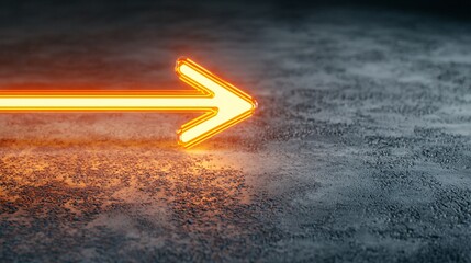 Poster - Illuminated Arrow on Sleek Asphalt Pavement - Vibrant Glowing Effect with Sharp Edges Highlighting Urban Texture