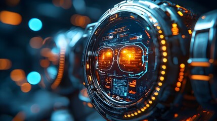 Poster - sleek and modern alarm clock design featuring virtual reality headsets and 3d holographic displays s