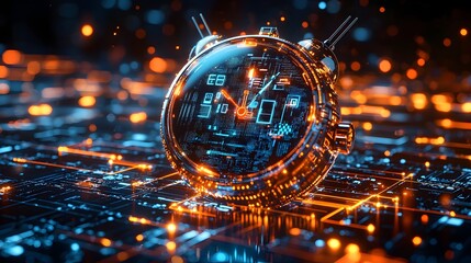 Poster - sleek and modern alarm clock design featuring 5g technology and interconnected digital elements the 