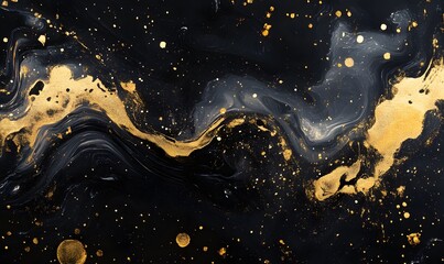 Wall Mural - black and gold galaxy design, generative ai