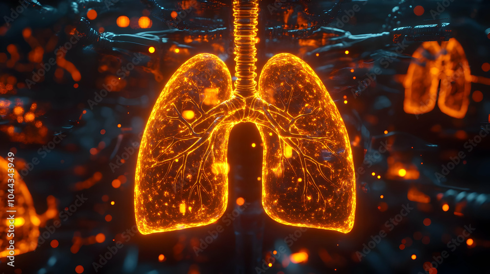 Lungs Abstract Glowing Medical Illustration, respiratory system ...
