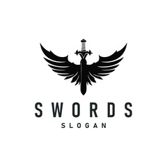 Black silhouette design logo sword war equipment impression blade power