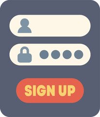 Poster - online registration form with login and password, user creating account