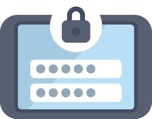 Poster - mobile phone is showing a login screen with a password security padlock, reminding users of the impo