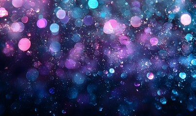 Wall Mural - colorful bokeh lights with bubbles on a dark background, generative ai