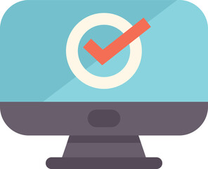 Poster - desktop computer monitor is displaying a check mark icon, indicating a successful operation or task 