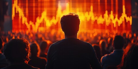 Poster - Silhouette of a Man in Front of a Red and Yellow Chart