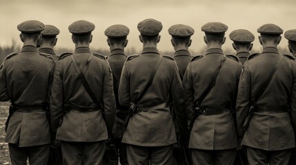 illustration of a row of german soldiers