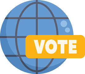 Poster - globe showing online voting campaign encouraging worldwide citizens to participate in global electio