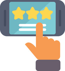Poster - customer is leaving a five star rating on a service review using a smartphone application
