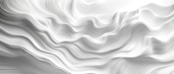 Aufkleber - Abstract White Wavy Lines and Curves, Minimalist 3D Rendered Background