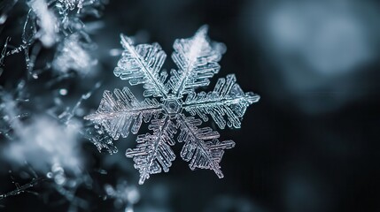Poster - Delicate Macro Shot of a Unique Snowflake