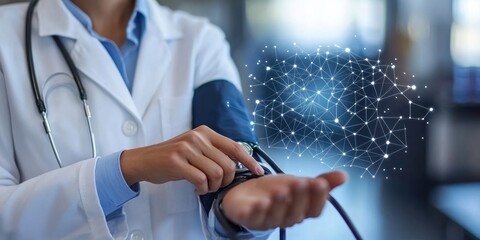 Poster - Doctor Using Technology for Blood Pressure Measurement