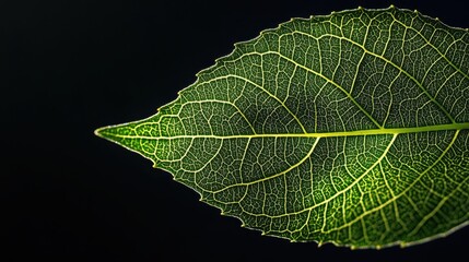 Poster - Extreme Close-Up of Textured Leaf on Dark Background