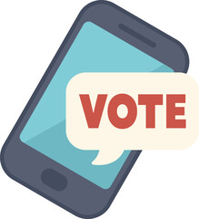 Poster - Smartphone showing vote speech bubble for online voting concept, digital poll, election internet system, referendum