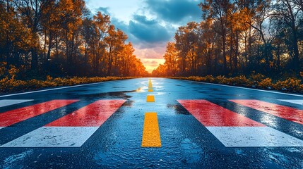 Poster - Flat design of directional road markers with arrows visualizing planned guidance and navigation for transportation and urban infrastructure