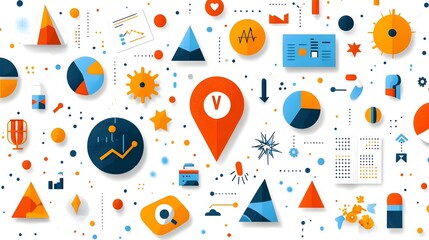 Poster - Flat Design of a Strategic Map with Arrows Guiding Through the Planning Process Isolated on a White Background  Conceptual Infographic for Business Analytics and Decision Making